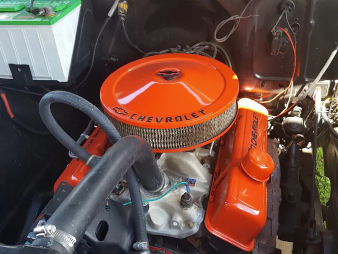 A 350ci crate engine and a five-speed manual transmission taken from an S10 makes a great drivetrain for this patina-ridden classic hauler.