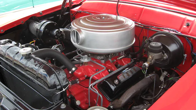 '56-7_Sunliner_engine_bay