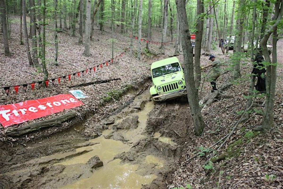 The second trail would have way more challenges to it than the NVG trail. Chief among them was this ravine section, with several snaking turns and slippery mud throughout.