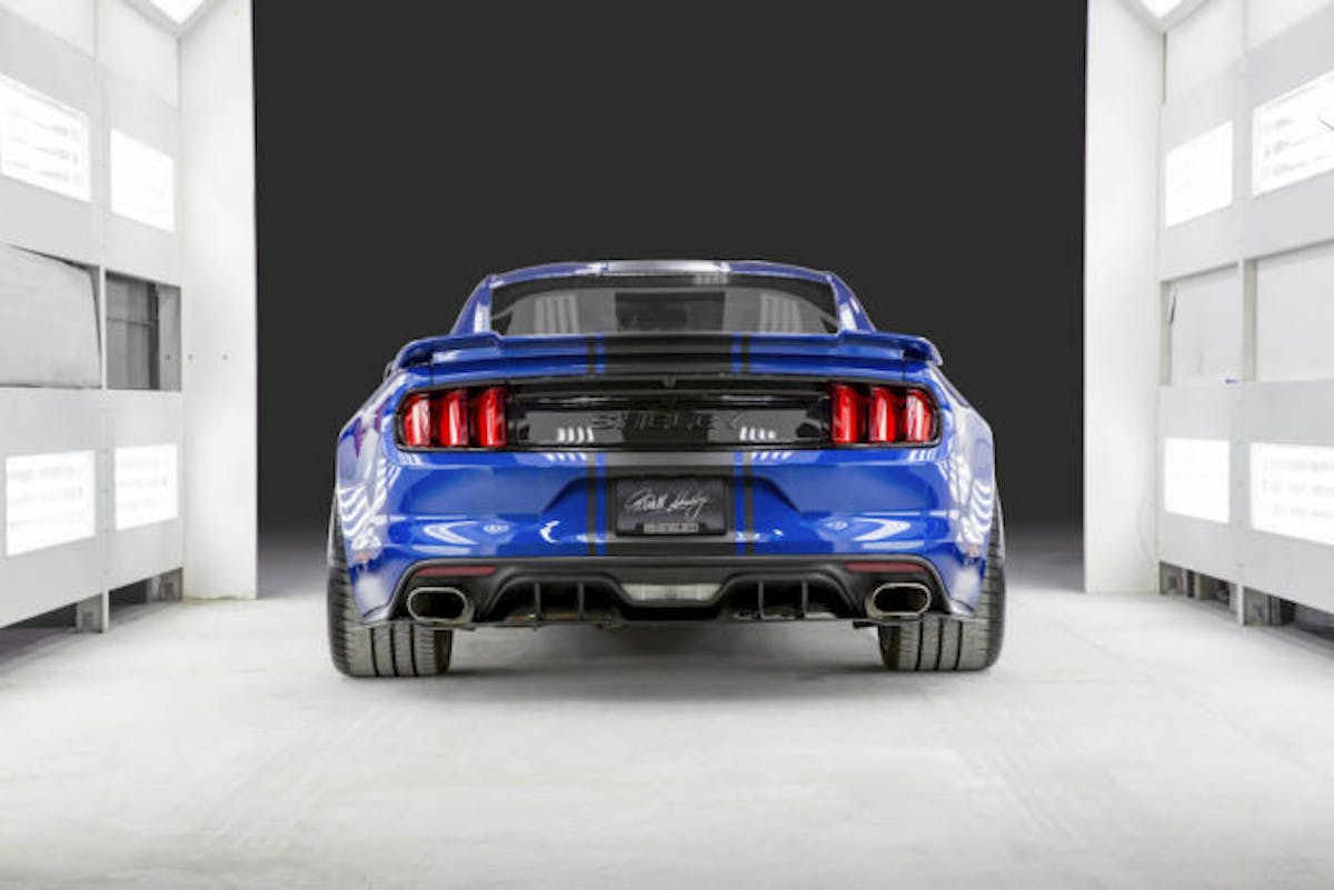 The widebody Super Snake concept is 2 ½ inches wider in front and four inches wider in the rear to accommodate larger wheels and tires for road-course grip.