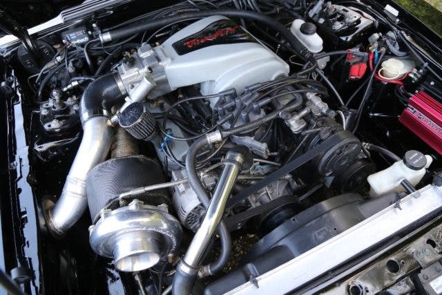 “Everything is as you would probably find in a X275 car that runs 8-second quarter miles, but it’s in a street car that looks like this, which is what makes it cool,” Jack said of the 363-cube, turbocharged Windsor that powers his Fox sleeper.