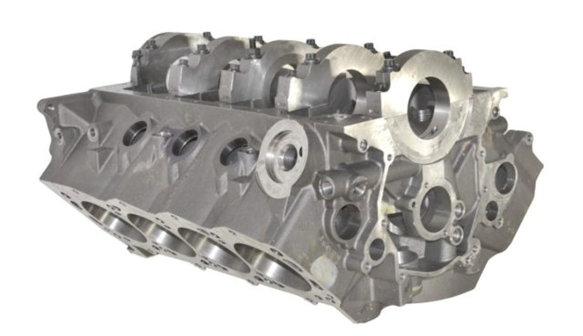 Built to support massive power, the World Products Man O’War blocks a feature robust bulkheads, four-bolt main caps (nodular or billet) and the cylinder bores are even notched for stroker cranks. These blocks can accept dry- or wet-sump oiling (Photo Credit: World Products)