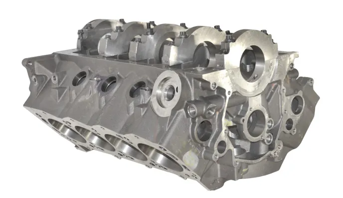 Built to support massive power, the World Products Man O’War blocks a feature robust bulkheads, four-bolt main caps (nodular or billet) and the cylinder bores are even notched for stroker cranks. These blocks can accept dry- or wet-sump oiling (Photo Credit: World Products)