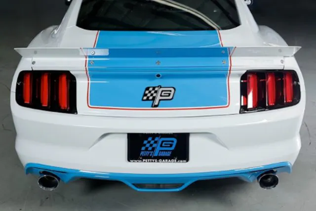 Out back fits these Warrior Mustangs with a Magnaflow exhaust along with the stock car-inspired wing from Petty’s Garage.