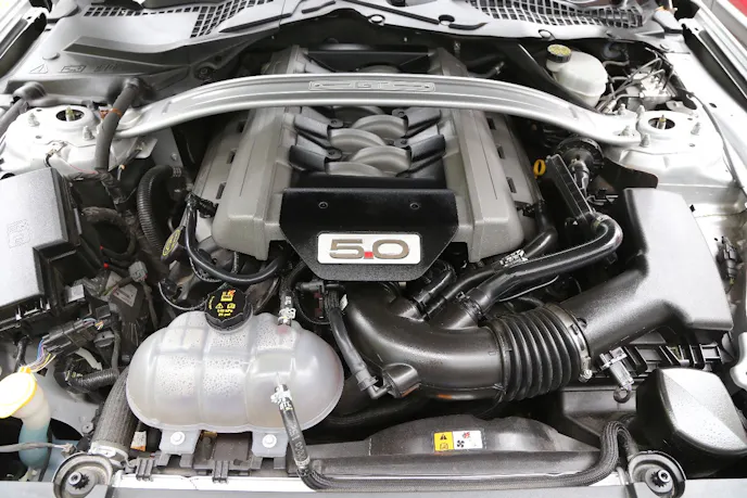 While the Coyote engine under the hood of the Mustang RTR Spec 2 is physically stock, it benefits from warranty-friendly power-enhancements in the form of a Ford Performance calibration and a Magnaflow/RTR cat-back exhaust.