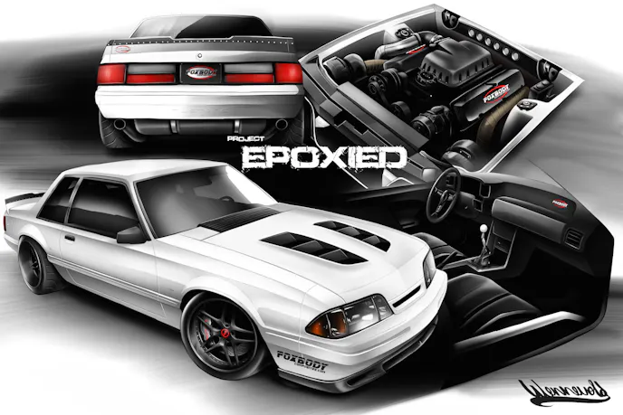 Fox Body Composites is building an insane 1993 Mustang coupe project car and we are already hoping some of these body parts make production! (Rendering: Andreas Hoas)