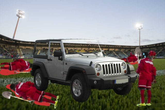In yet another scenario, the Jeep has killed three of the guys using a high-pitched to rupture eardrums and cause disorientation. The last one is left alive to be driven insane by paranoia and loneliness.