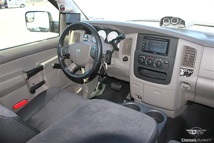 The interior of the former farm truck is much like the exterior, clean and has what you really need. 