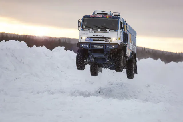Nikolaev was able to get the KAMAZ soaring while he was out testing new tires. One jump let him soar over 100 feet in the air!