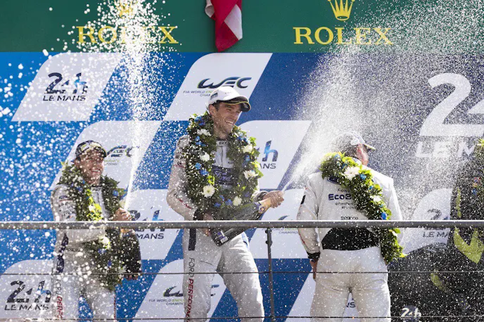 Andy Priaulx, Harry Tincknell, and Pipo Derani piloted the #67 Ford GT to a runner-up finish in the GTE Pro at the 24 Hours of Le Mans.