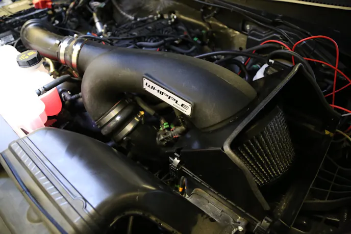 According to Whipple the filter in its Raptor induction system flows 132 percent more air than a stock paper filter, which should definitely help feed those turbos.