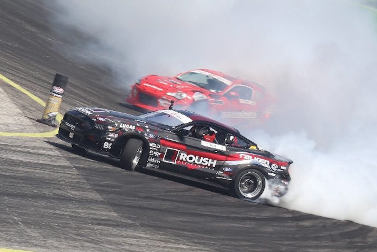 Looking for more data to improve his drift Mustang’s performance, Justin Pawlak added an AQ-1 OBD-II datalogger and X-Series gauges. This setup allows him to record OBD-II and gauge data for post-run analysis.