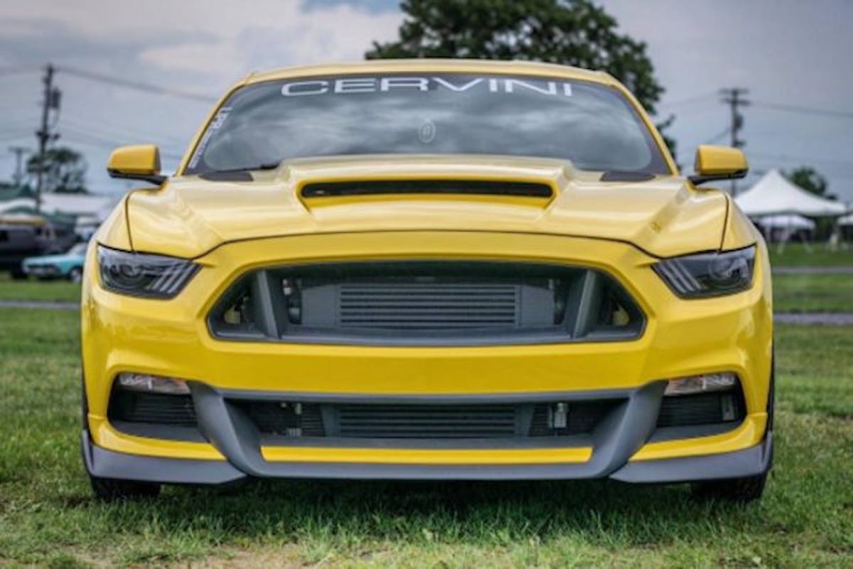 One special car on display at the Cervini's Auto Designs' booth was our own Josh Baker's 2015 Mustang GT "Project Honey Badger". Baker's S550 now sports a nasty twin turbo setup courtesy of Armageddon Turbo Systems (Photo credit: Josh Baker).