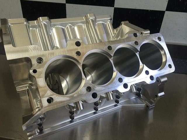 To support the power needed to compete in NMRA Street Outlaw, John turned to the crew at Modular Motorsports Racing for one of its tall-deck Gen X billet Coyote engine block. It features 9/16 head studs, eight 1/2-inch main studs, screw-in galley plugs, a flanged sleeve, billet main caps, replaceable cylinder sleeves and more. “Everything that was a weak link before was addressed,” John said. “The engine is not that heavy. It is definitely lighter than my pushrod engine.” (Photo Credit: Modular Motorsports Racing)