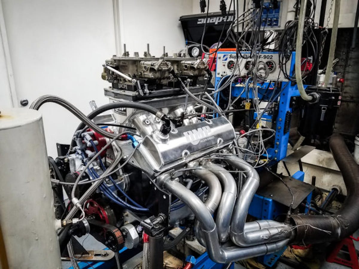 QMP Racing engine builer Mike Consolo designed this engine for his father, Pete, after having success with the Brodix 12x12 12-degree cylinder heads in another application, then procuring a set for this engine.