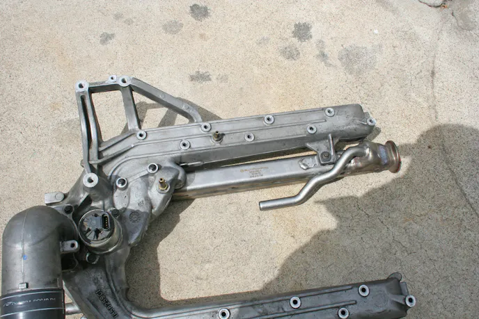 photo shows 6.0-liter Powerstroke intake manifold with new Bullet Proof EGR cooler installed