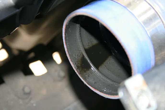 photo shows an intercooler boot soaked with oil