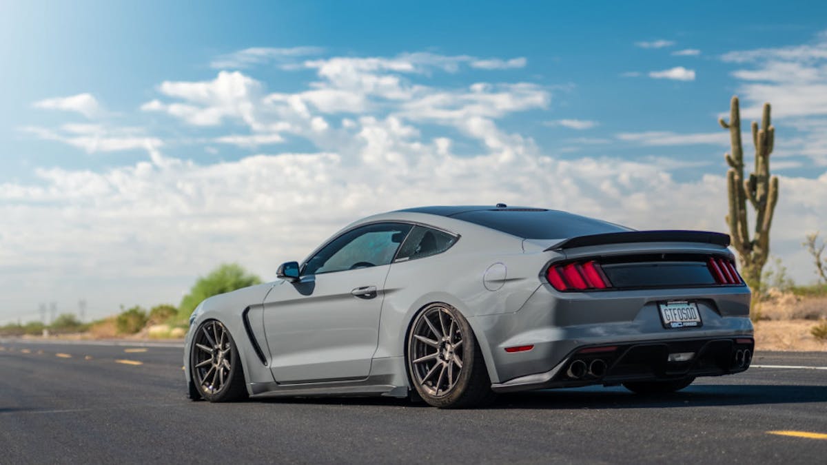 Slammed to the ground on the Arizona asphalt, Nathan's Mustang GT is a prime example of a daily driven car.