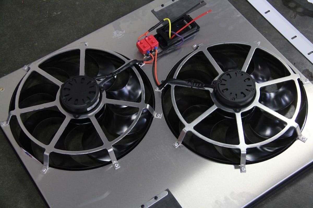 close up image of the Flex-A-Lite fans and adjustable control box