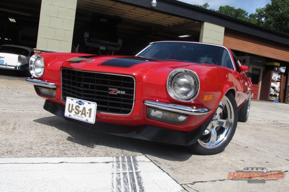 Front, 1973 Red Chevrolet Camaro Z28