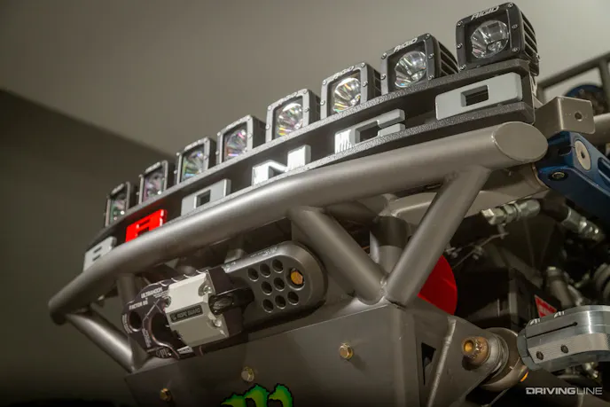 A closeup of some of the off-road lighting on one of Fun-Haver's Ford Bronco Ultra4 Racing trucks. Photo Credit: Driving Line