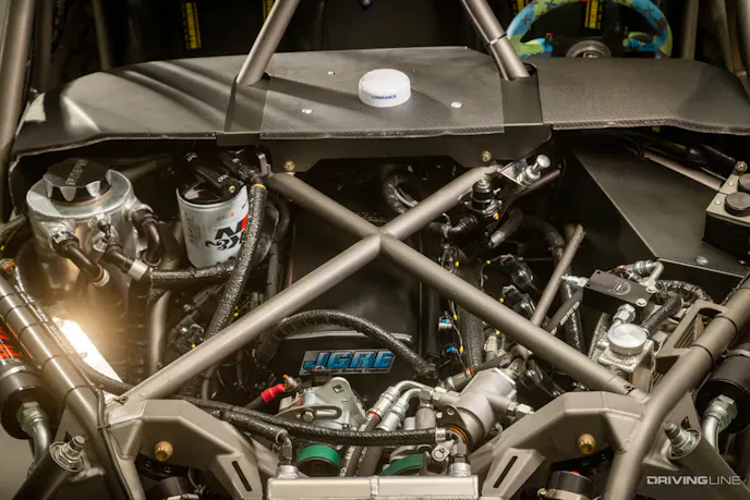 A naturally aspirated, 460 cubic-inch engine V8 propels both truck to the tune of 800-horsepower. Photo Credit: Driving Line