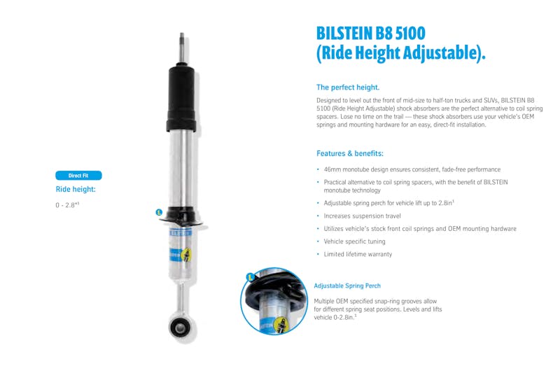 Bilstein Off-Road 5100 Ride Height Adjustable
