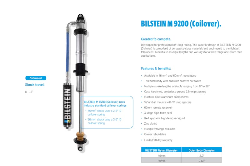 Bilstein Off-Road 9200 Coilovers