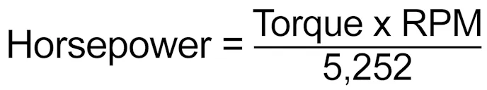 horsepower equals torque x rpm divided by 5252