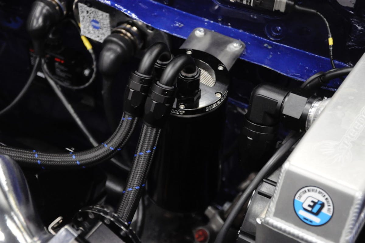 A close look at the new baffled catch can from Vibrant Performance.