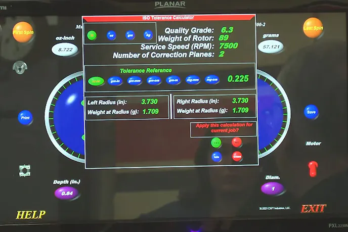 ISO Balance Tolerance Calculator