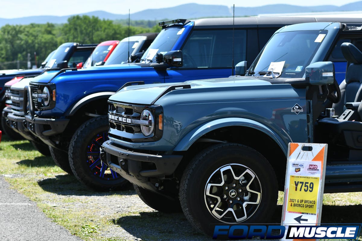Gen 6 Ford Broncos lined up at 2022 Carlisle Ford Nationals
