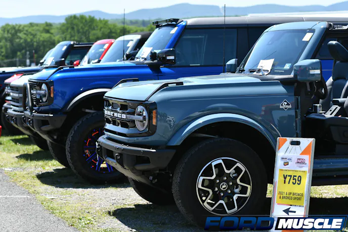 Gen 6 Ford Broncos lined up at 2022 Carlisle Ford Nationals