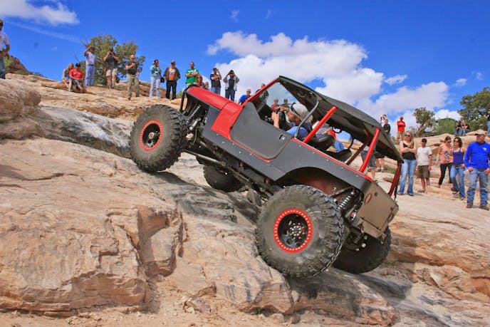red Jeep Moab hill climb