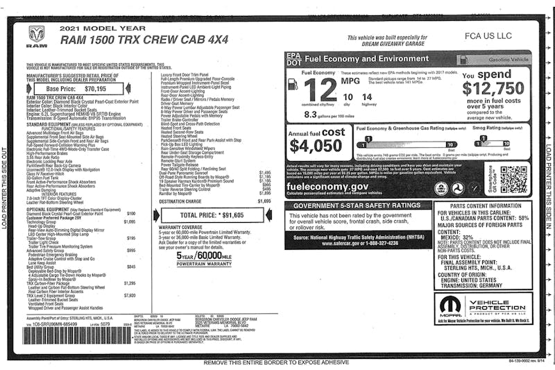 Win A RAM Hellcat TRX And African Safari Hunting Trip Dream Giveaway