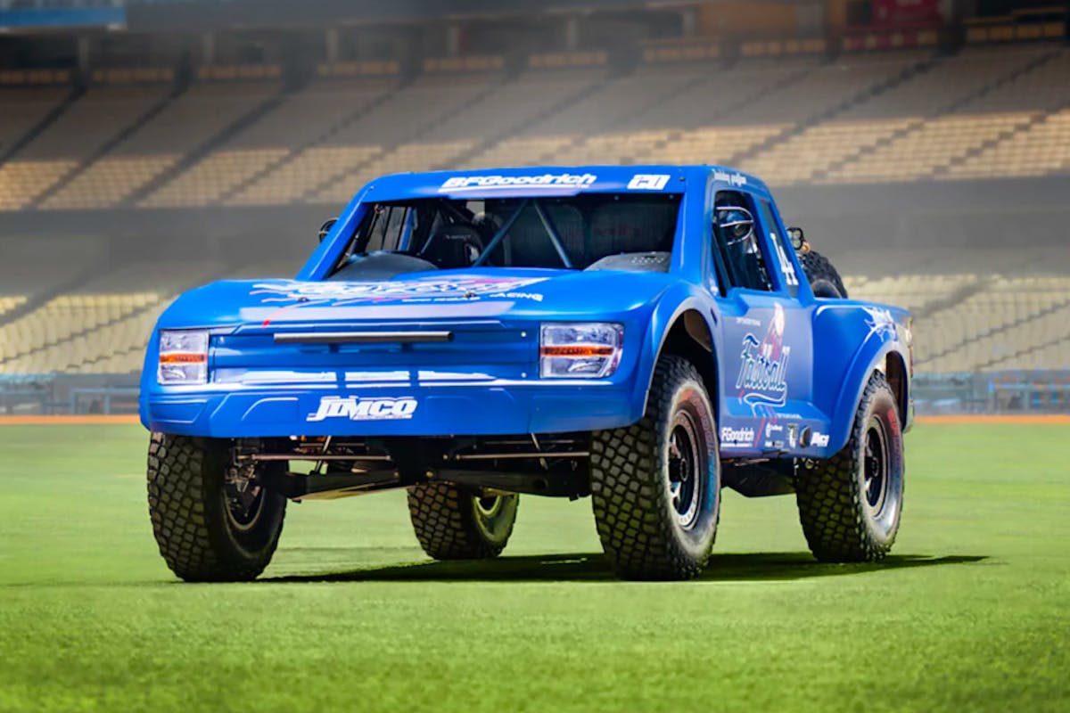LA Dodgers Bobby Patton of Fastball Racing Swings Jimco Trophy Truck