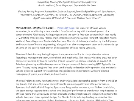 Polaris Factory Racing Launches Elite Off-Road Super Team Polaris Factory Racing Launches Elite Off-Road Super Team