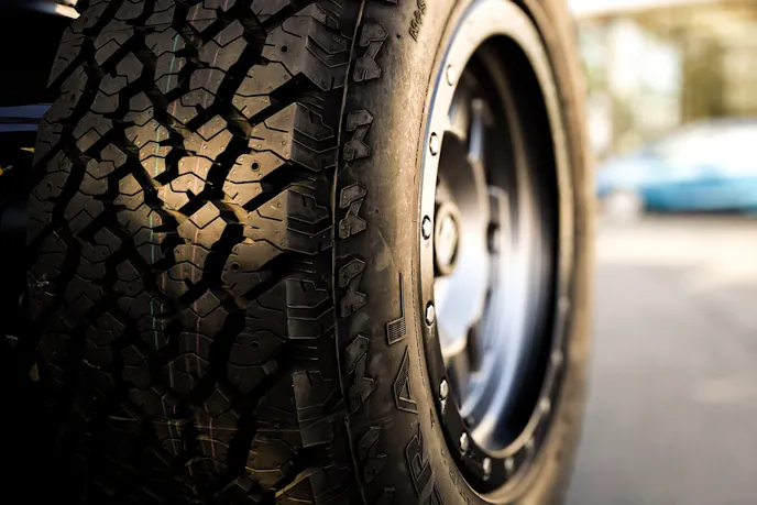 Extreme close-up of off-road tire threads