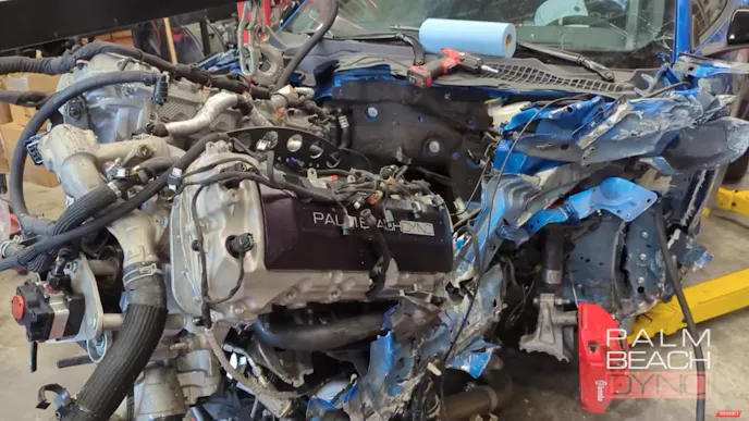 gt500 mustang, crash, coyote engine