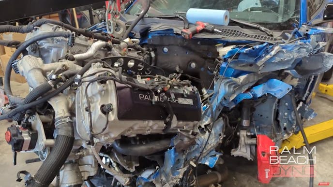 gt500 mustang, crash, coyote engine