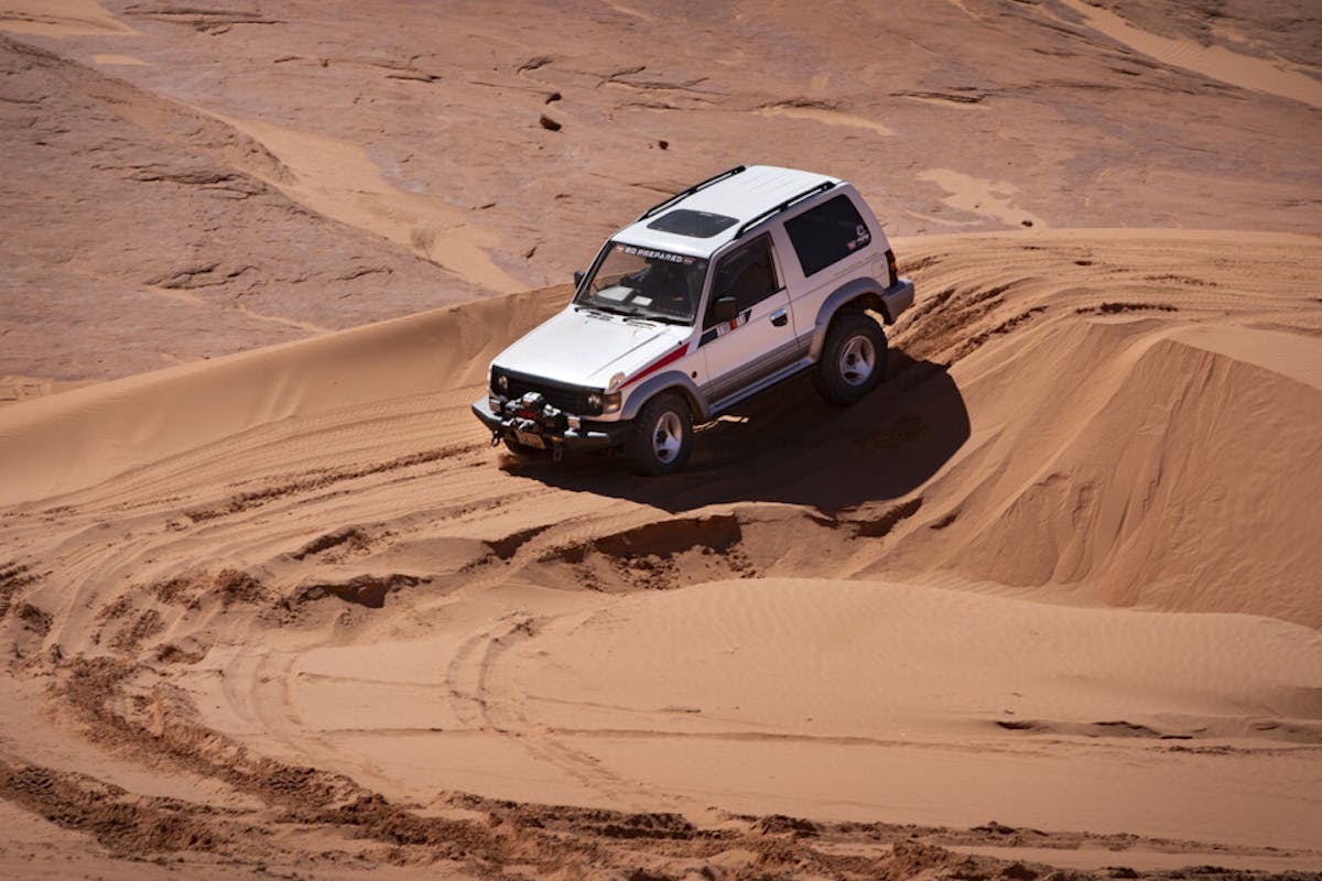 While not fast, the Pajero excelled in Moab's White Wash Sand Dunes.