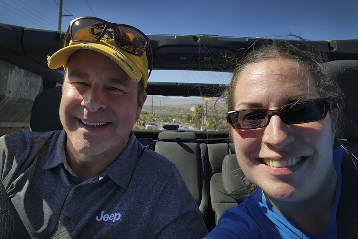 Jim Morrison, senior vice president and head of Jeep brand North America and Mercedes Lilienthal, the author