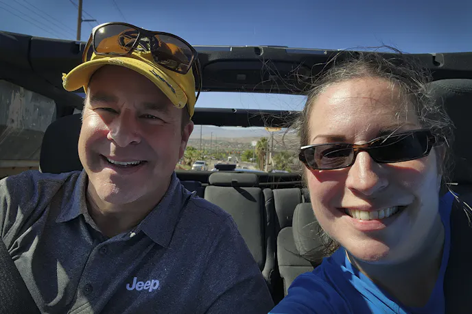 Jim Morrison, senior vice president and head of Jeep brand North America and Mercedes Lilienthal, the author