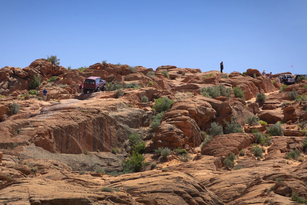 Sand Hollow offers tons of different types of trails, including rock-filled inclines.