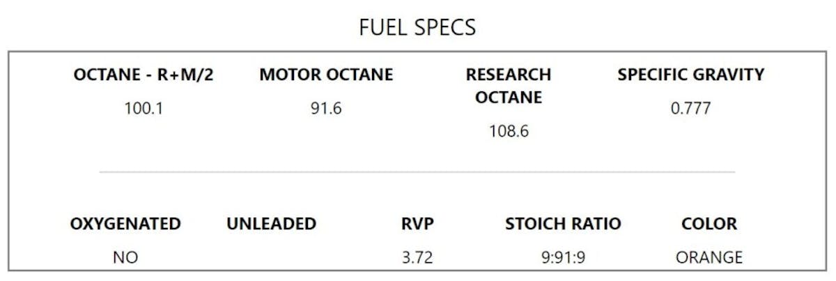 BOOSTane E85 fuel specifications