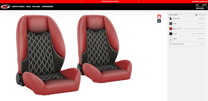 TMI Products new website seat configurator