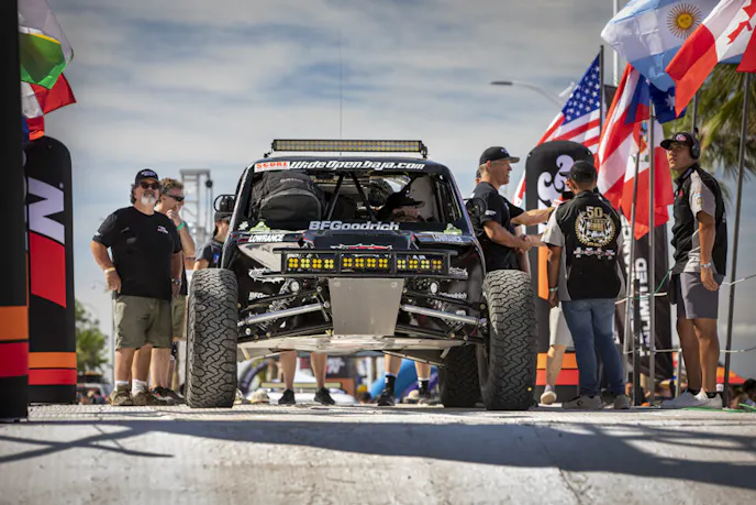 The BC1 BFGoodrich Baja Challenge team won their class after racing the 2023 Baja 1000 race. Each car in the BC class car had a spec Subaru engine and was equipped with BFGoodrich tires.