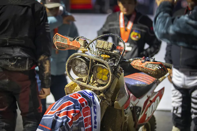 Each of the 2023 Baja 1000 finish teams received a BFG00drich SCORE International flag to drape over their vehicle or motorbike.