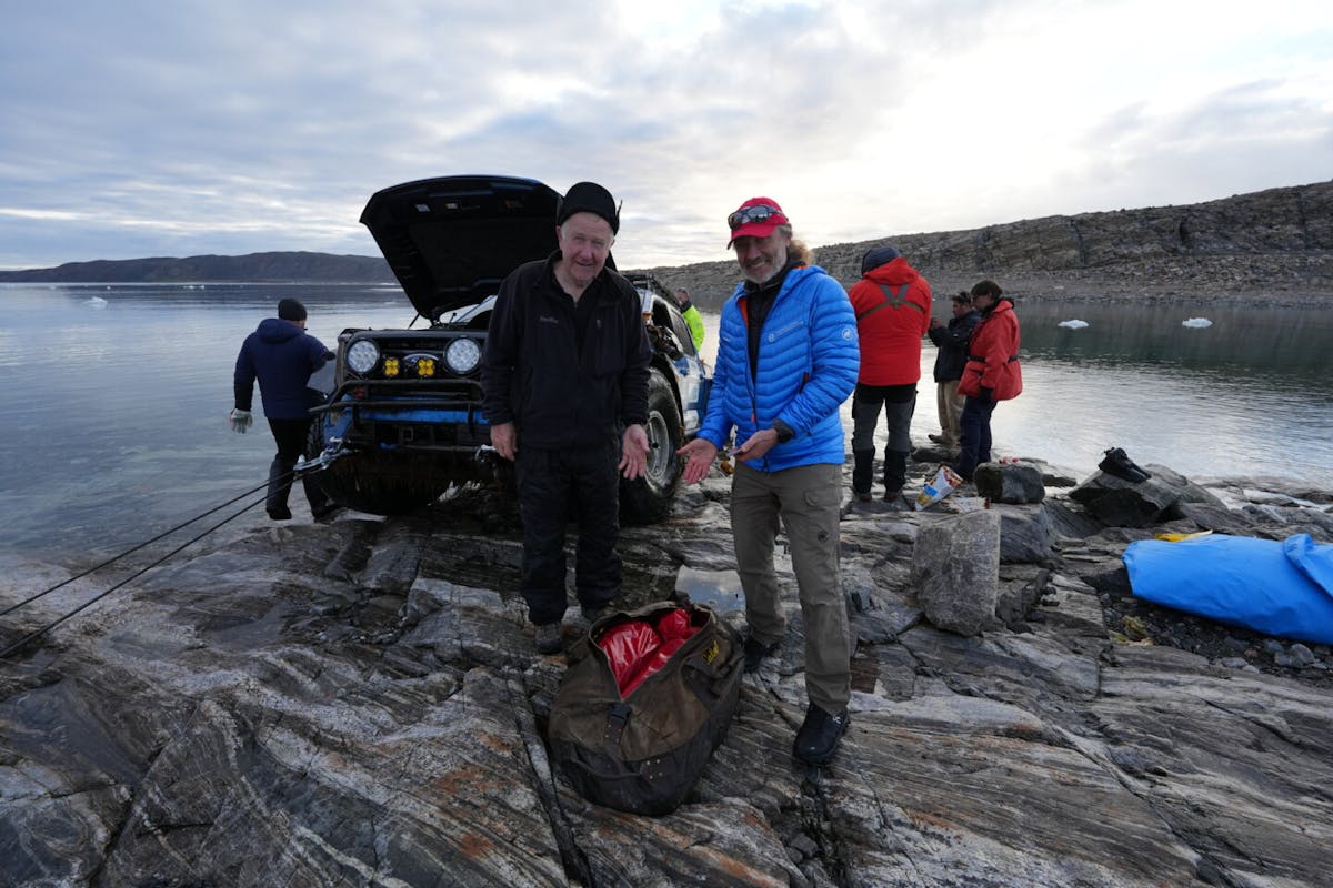 The crew removed the Ford's contents after removal. Photo: Transglobal Car Expedition