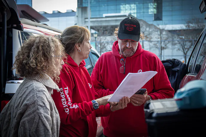 Rosy Mondardini (left), Paola Catapano (center), and Andrew Comrie-Picard (right)